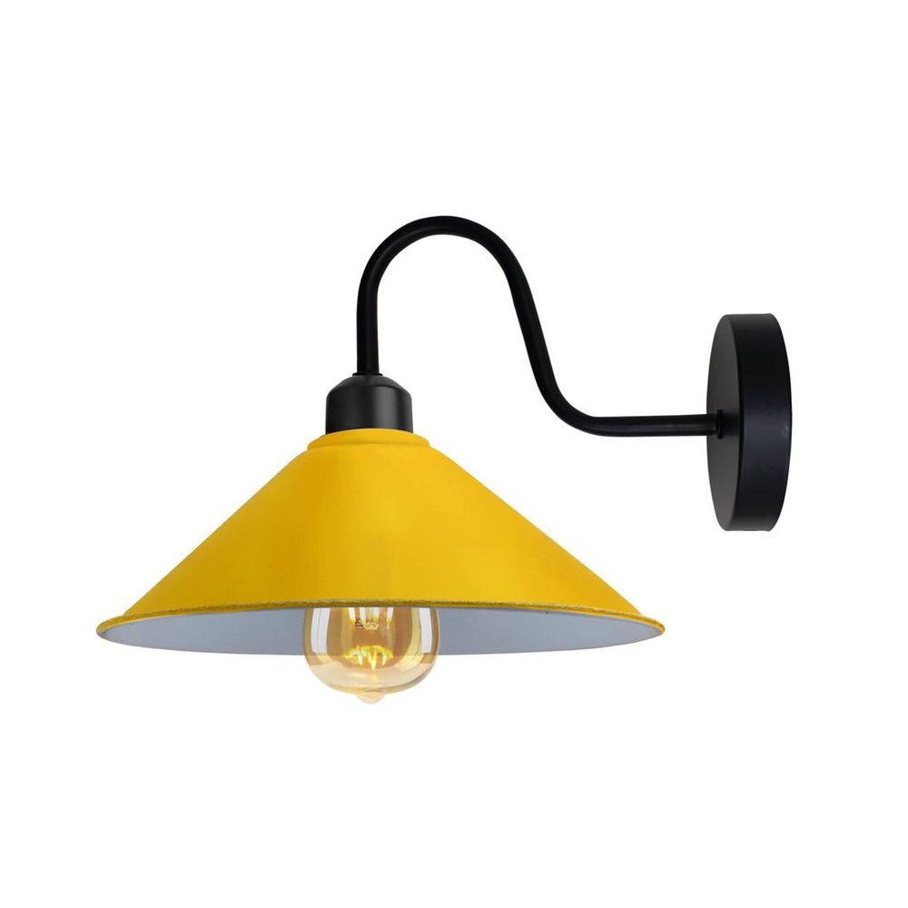 Vintage Yellow Wall Sconce, Black Swan Neck Shade, E27 Socket, Wall Mounted Light Fixture - High Quality
