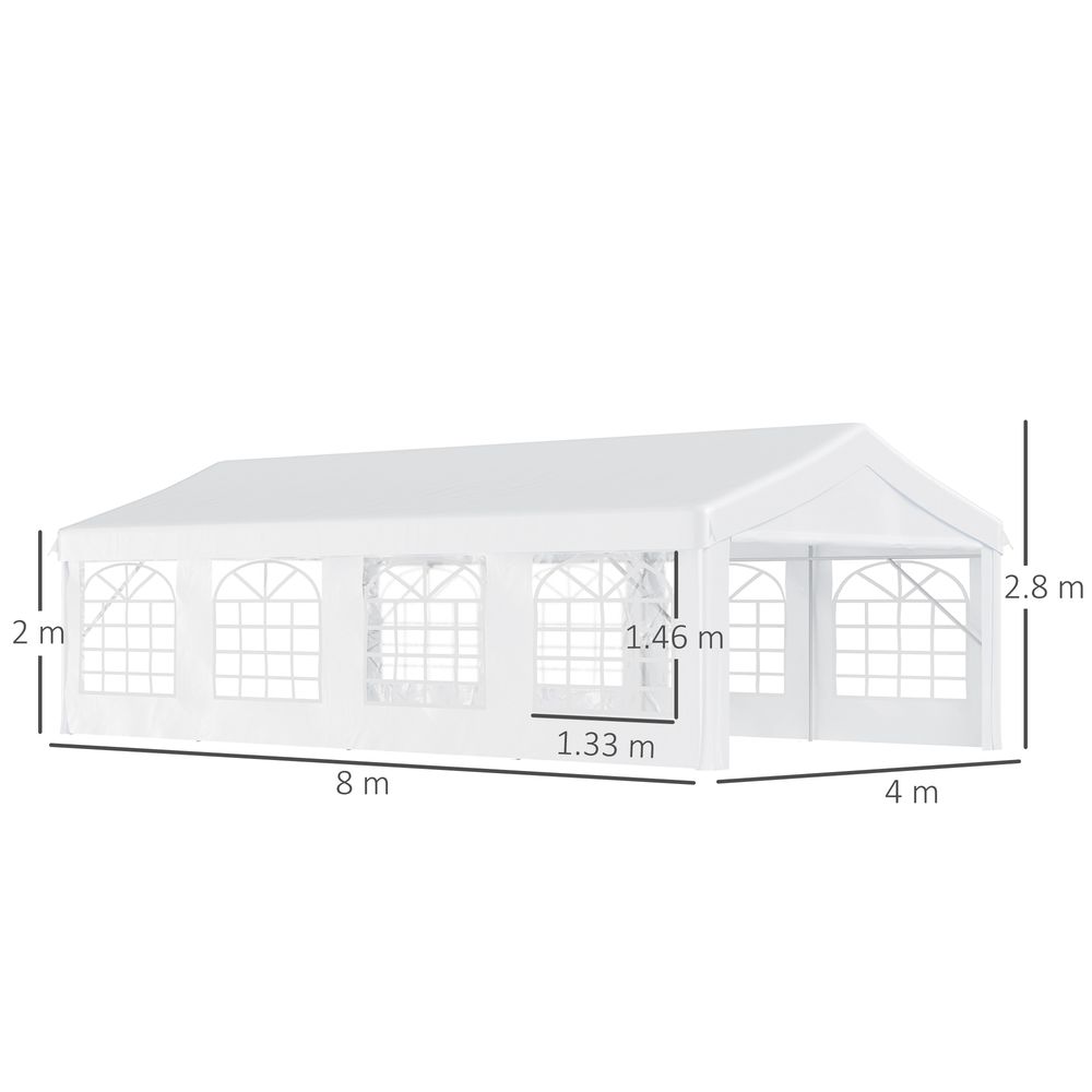 8m Gazebo Garden Marquee White - Perfect for Parties and Shelter