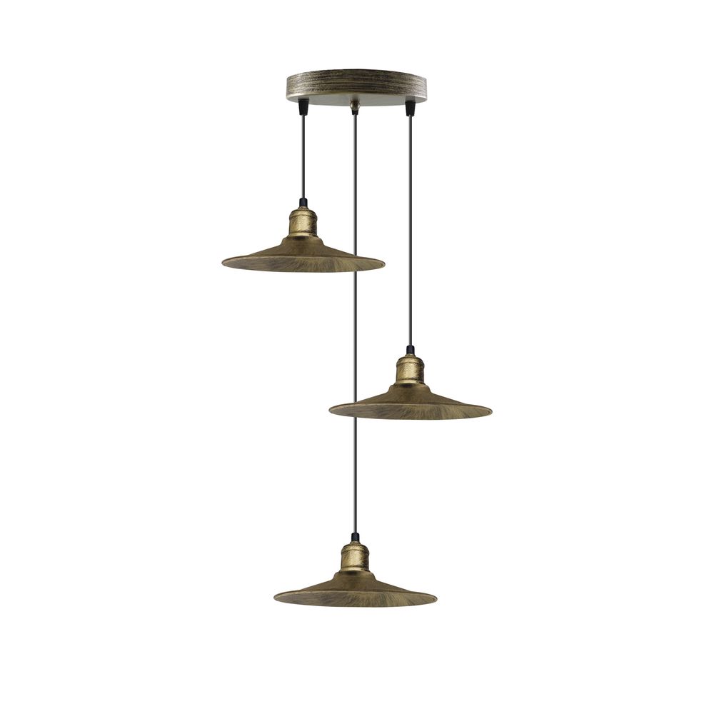 Vintage Industrial Brushed Brass Pendant Light - Metal Shade - 22cm - Easy Fit - High Quality