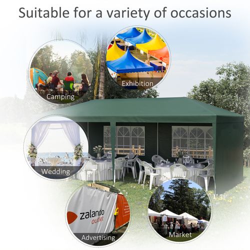 Outsunny 6m x 3m Garden Gazebo Marquee Canopy Party Tent Canopy Patio Green