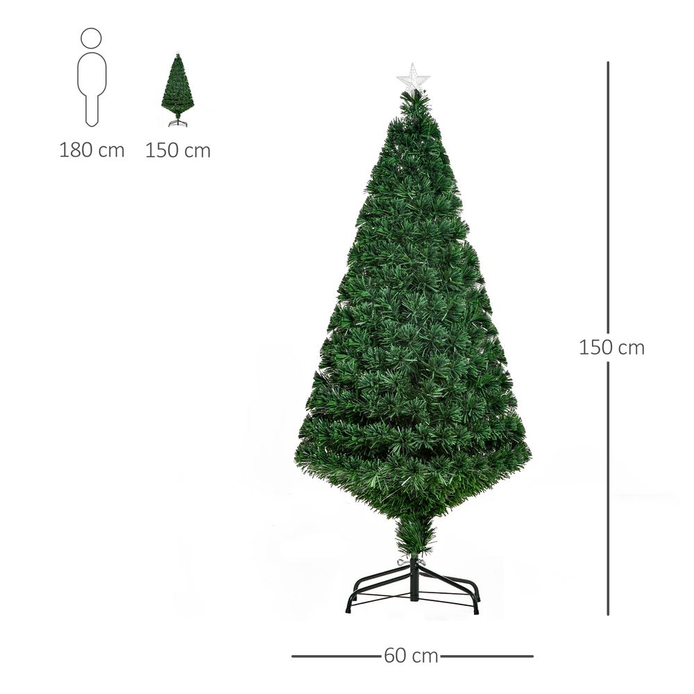 Pre-Lit Fibre Optic Artificial Christmas Tree Tree Topper Multi-Colour 5ft