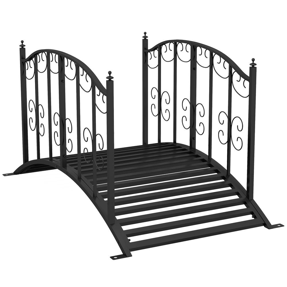 Outsunny 1.2M Classic Scrollwork Arch Bridge, Black