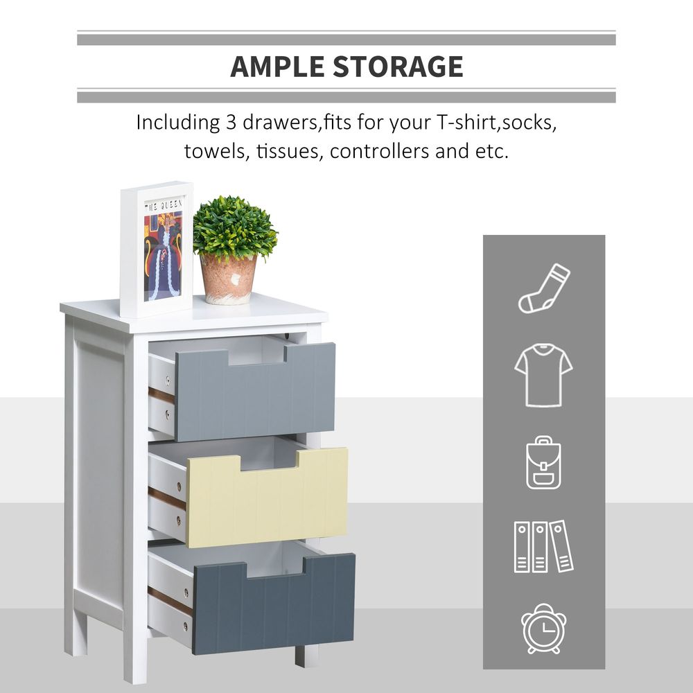 3 Drawer Colourful Storage Cabinet Tower Dresser Chest Organiser Home