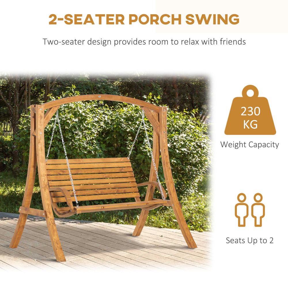 Premium Outdoor 2-Seater Swing Seat - Stylish Wooden Garden Swing Bench - High-Quality & Comfortable Seating - Perfect Patio Decor