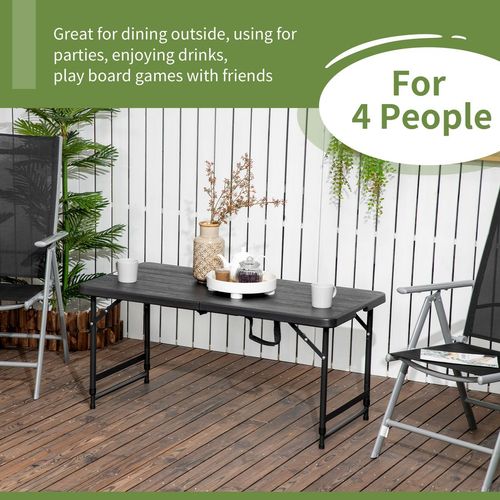 Outsunny Foldable Outdoor Dining Table for 4, Height Adjustable Steel Legs