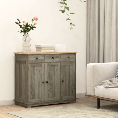 HOMCOM Sideboard Buffet Cabinet with Storage Cabinets and Drawers Grey