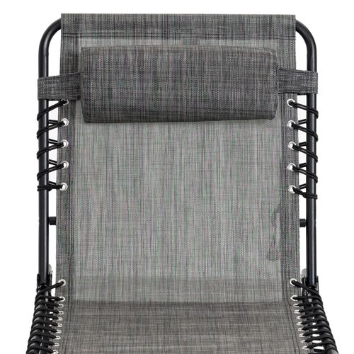 Portable Sun Lounger, Folding Camping  Adjustable , Pillow Grey
