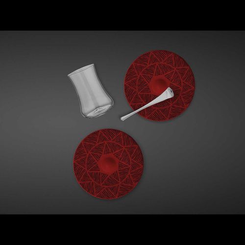 كوب وصحن شاي هوروس من درويش زد دي إيه - أحمر