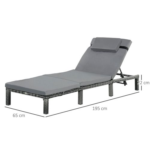 Garden Outdoor Rattan Furniture Patio Sun Lounger Recliner , Grey
