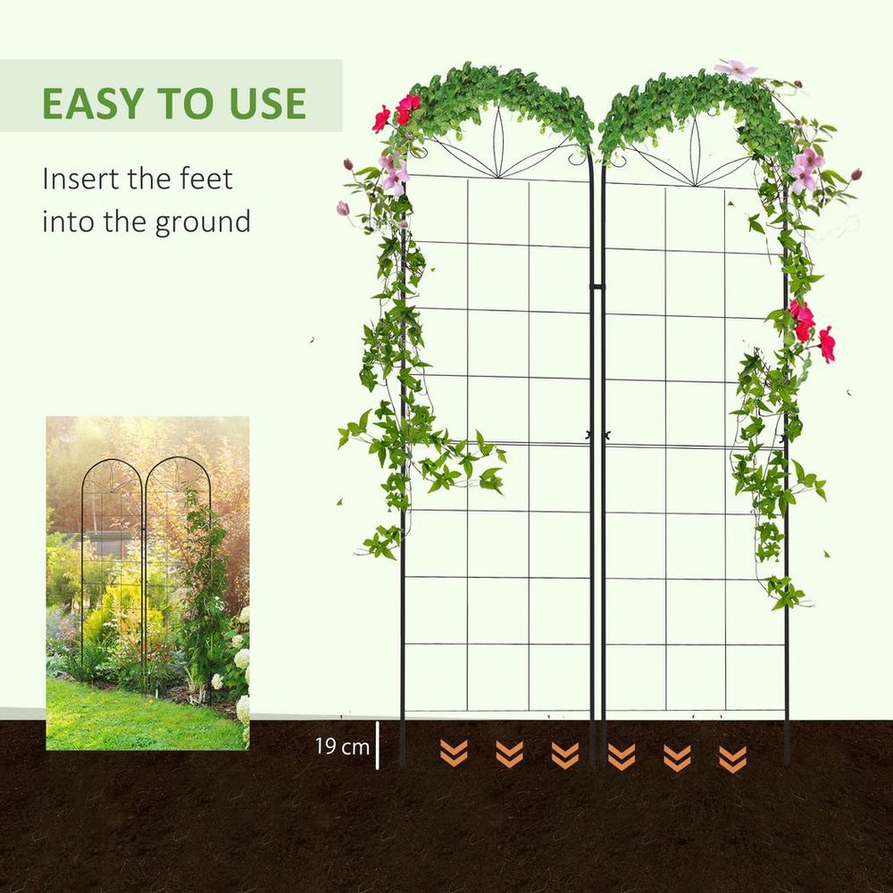 Premium Outsunny Metal Trellis (Set of 2) - Grow with Style! For Climbing Plants, Garden Decor - Sturdy & Easy to Install