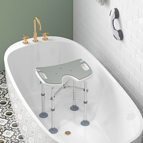 HOMCOM Aluminium Shower Stool for Elderly Disabled Non-Slip Bath Stool