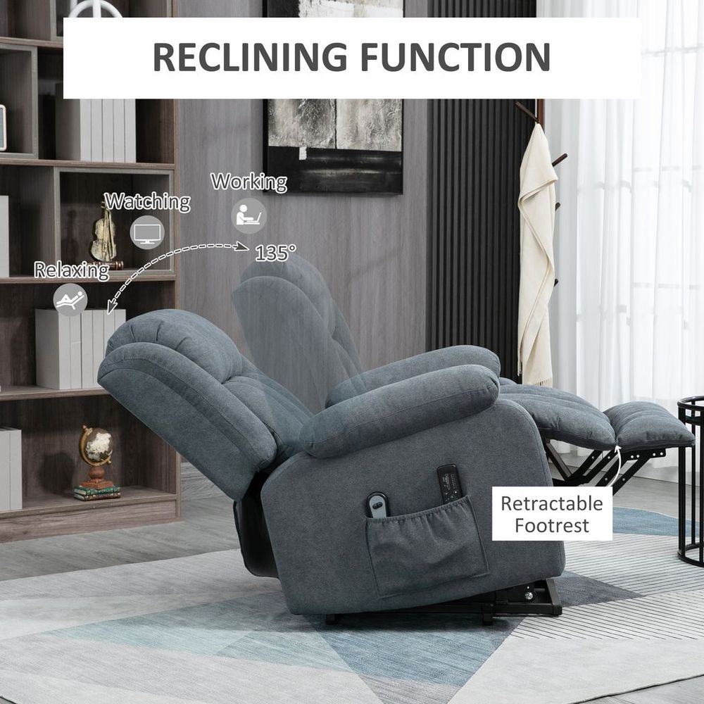HOMCOM Heavy Duty Riser & Recliner Chair Lift - Dark Grey - for Elderly - Best Quality