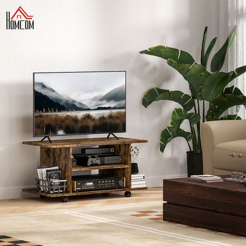 HOMCOM Modern TV Cabinet Stand Storage Shelves Table Mobile