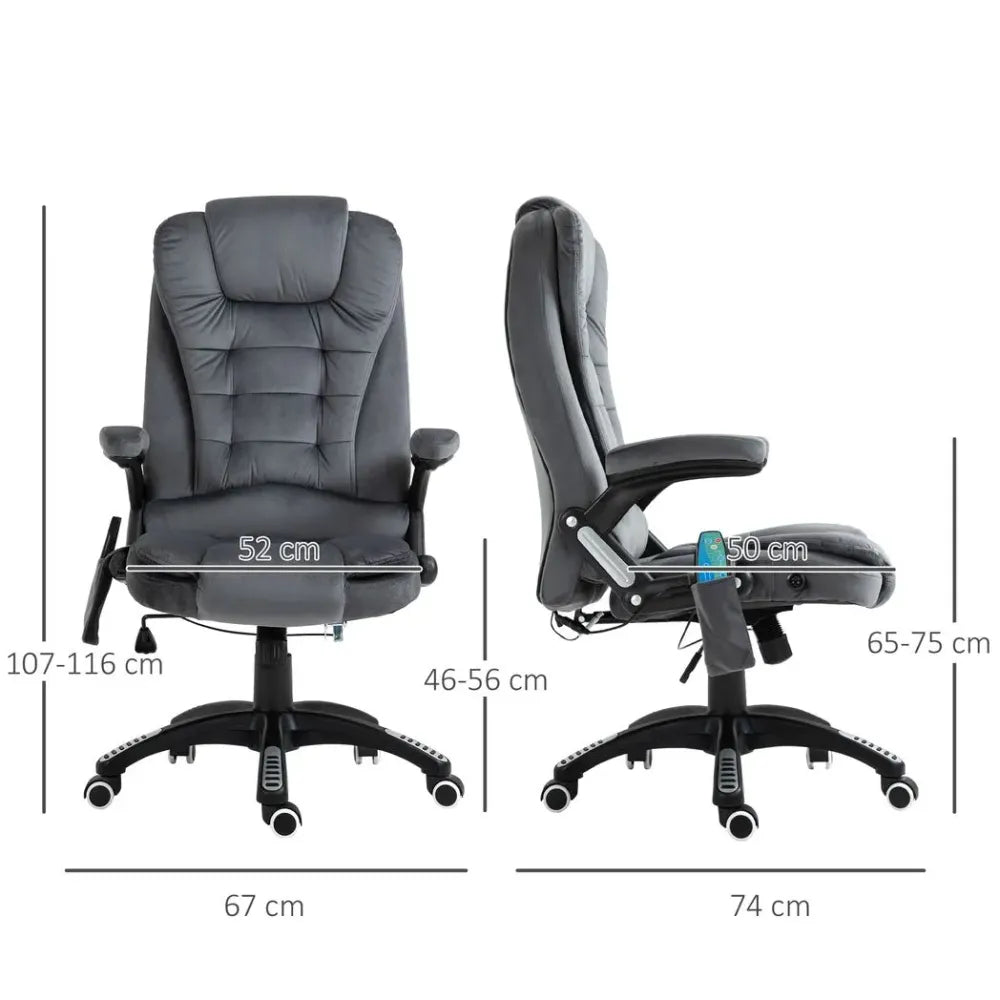 Premium Massage Reclining Chair - Executive Grey - Heating - Relaxing Headrest