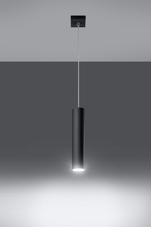 Pendant lamp LAGOS 1 Black Round Tube Shape Modern Loft Design LED GU10