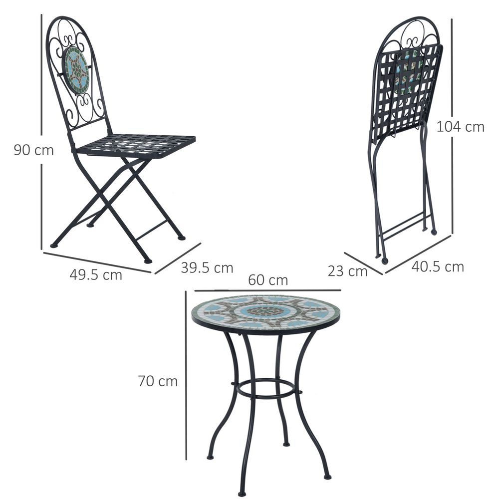Premium 3pc Bistro Set: Folding Chairs, Patio Furniture, Outdoor - High Quality!