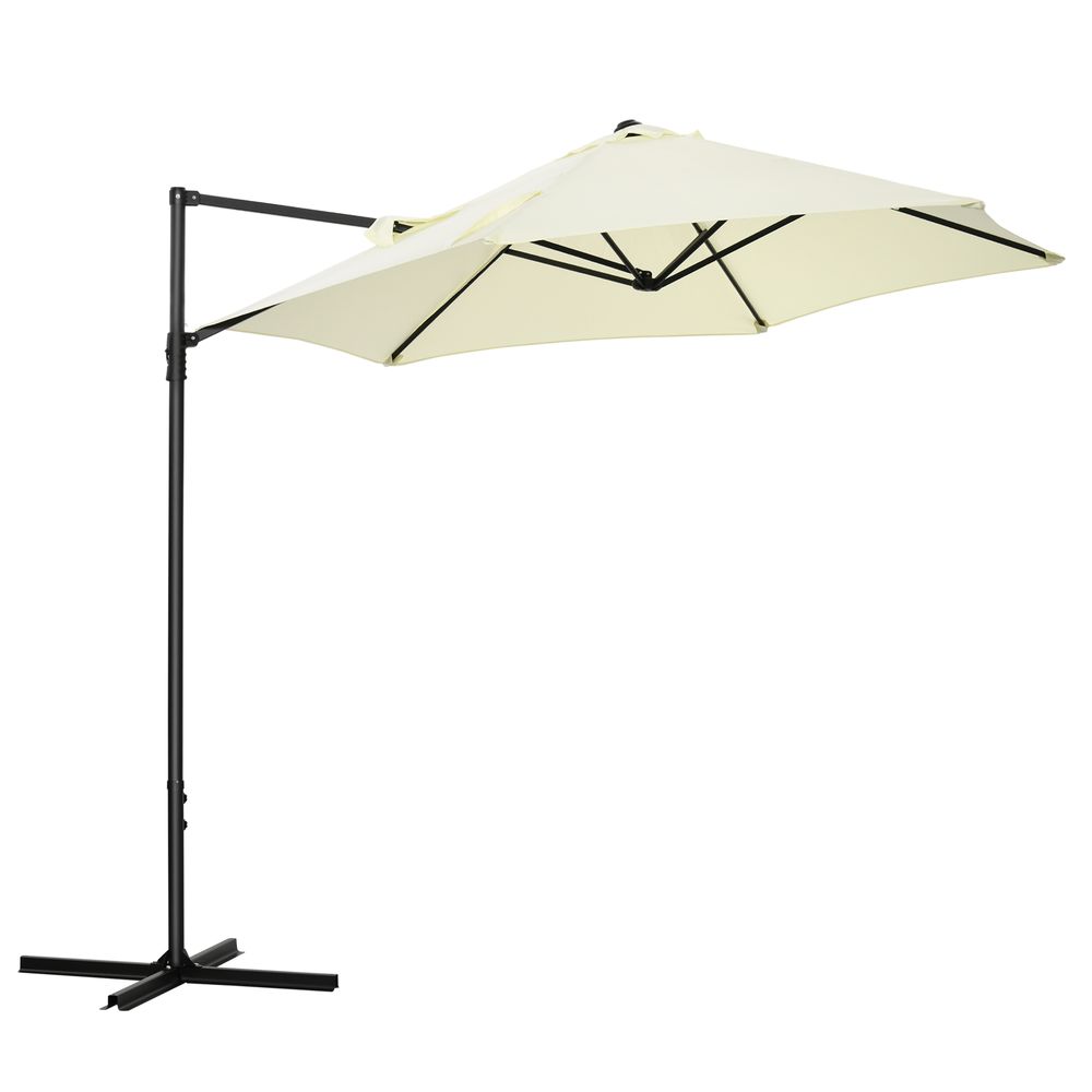 Premium 2.5M Garden Cantilever Parasol - 360 Rotation, Cross Base - Beige