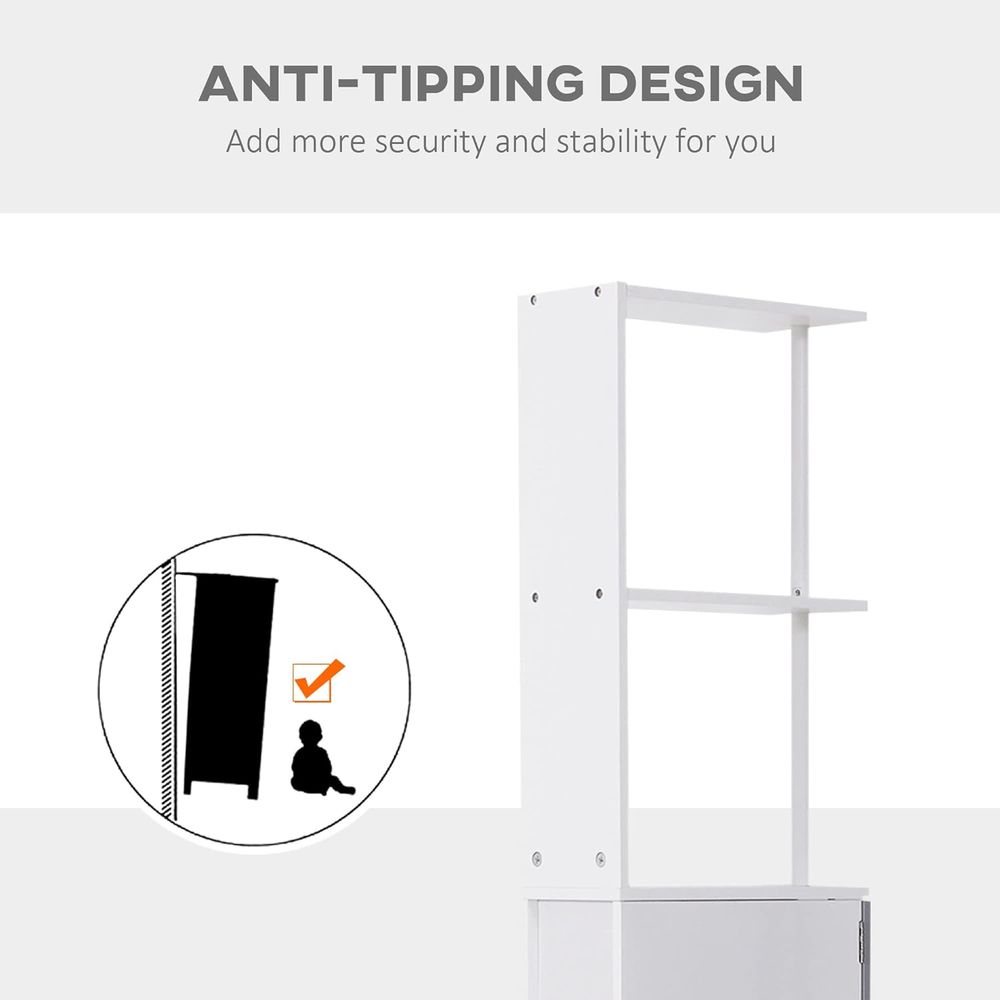 HOMCOM Tall Bathroom Cabinet- Bathroom Storage, Shelf, Drawers White