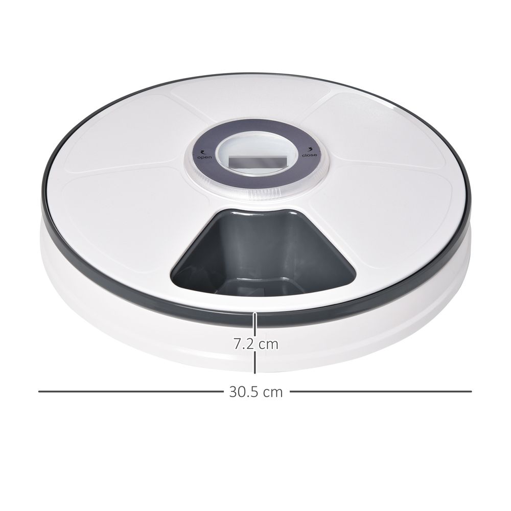 PawHut Automatic Pet Dog Cat Feeder w/Digital Timer Six-Meal Food Dispenser