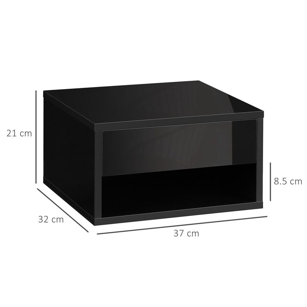 Premium Wall-Mounted Nightstand Set - 2x Drawer, Black - Reliable HOMCOM Quality
