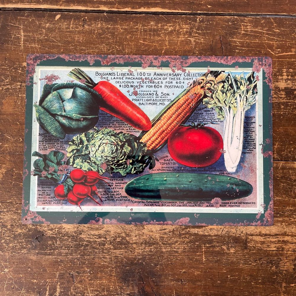 Authentic Vintage Metal Sign - Retro Vegetable Varieties - High Quality Reproduction