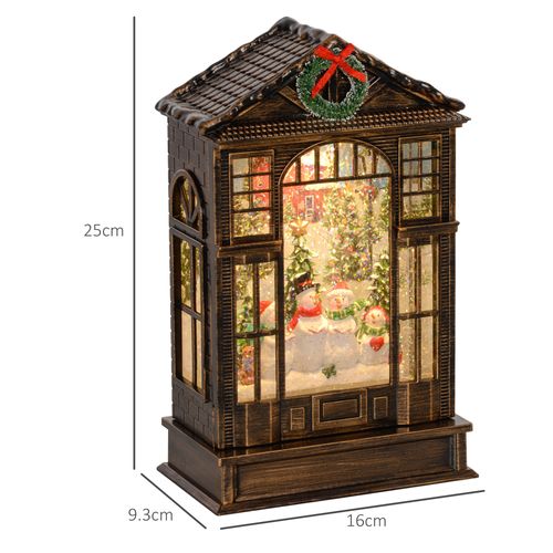 HOMCOM Christmas Snow Globe Lantern with Lights for Holiday, Bronze Tone