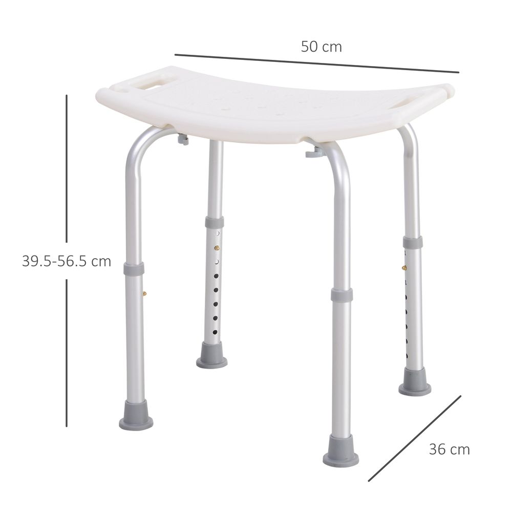 HOMCOM Portable Non-Slip Adjustable Shower and Bath Stool Bench Aluminum Frame