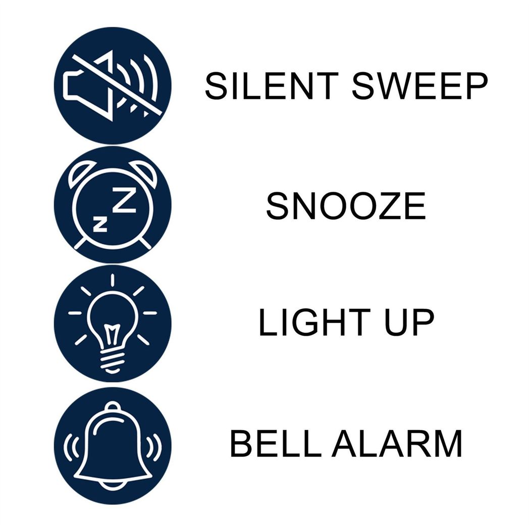 Wm.Widdop Silent Sweep Oval Face Blinking Light Alarm Clock  - Silver