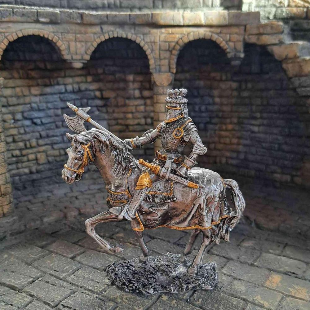 Mounted Knight with Axe (hand-cast statue sculpture) 10cm Height