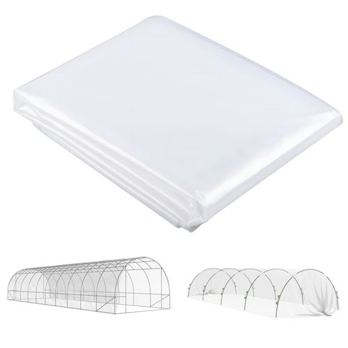 Outsunny 6 X 10m UV Resistant Waterproof Plastic Polytunnel Cover, Clear