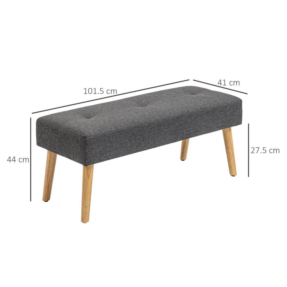 HOMCOM Upholstered Bed End Bench Ottoman Tufted Linen Entryway Living Room