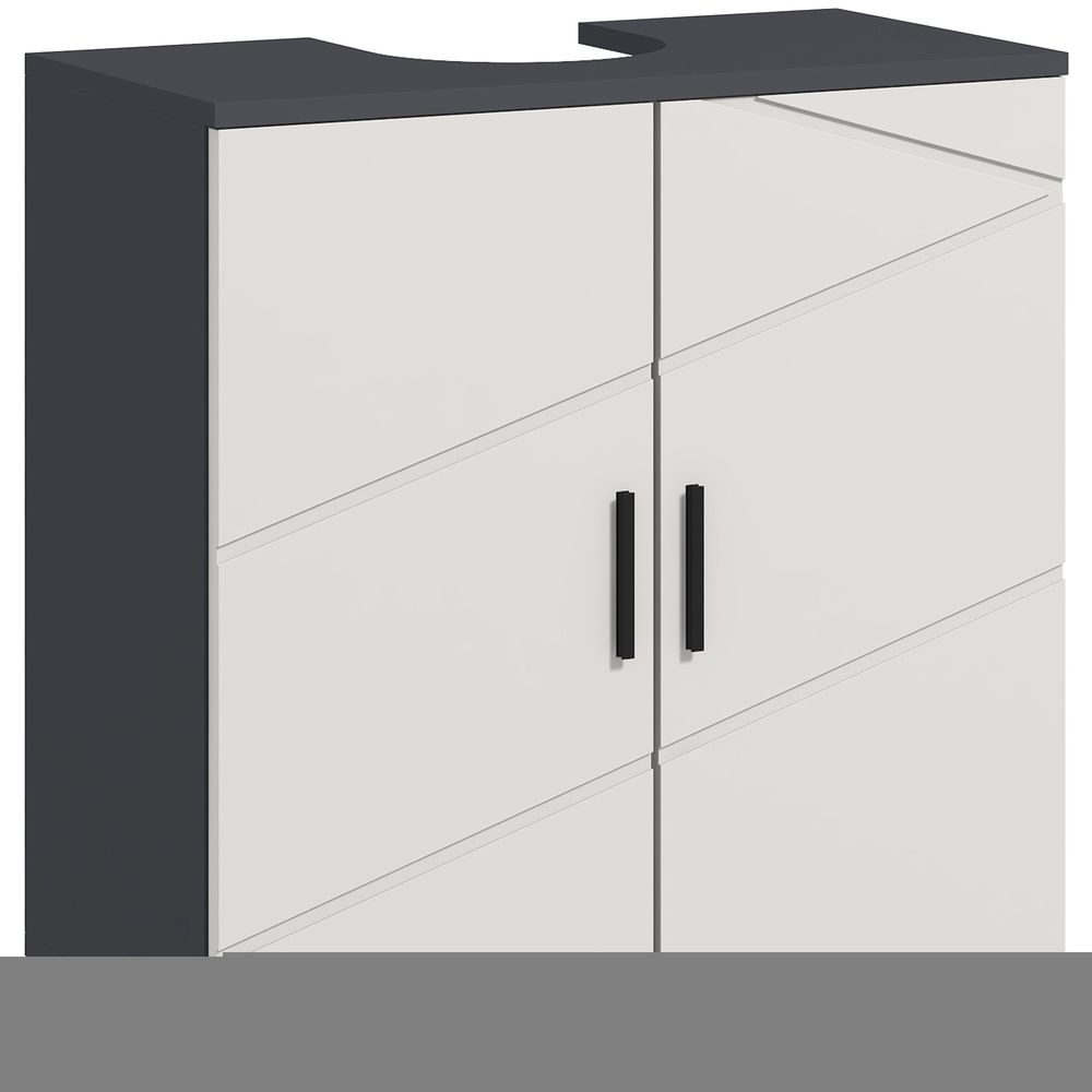 kleankin Bathroom Vanity Unit, Pedestal Sink Cabinet with Shelf, Light Grey