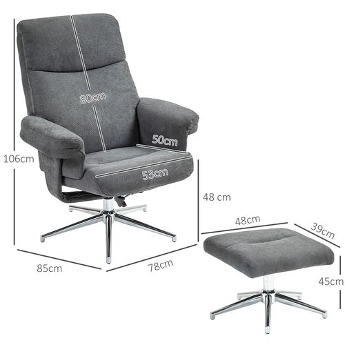HOMCOM Recliner Chair with Footstool with Adjustable Back
