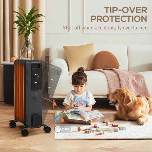 HOMCOM Oil Filled Radiator Portable Space Heater W/ 9 Fin, 3 Heat Settings