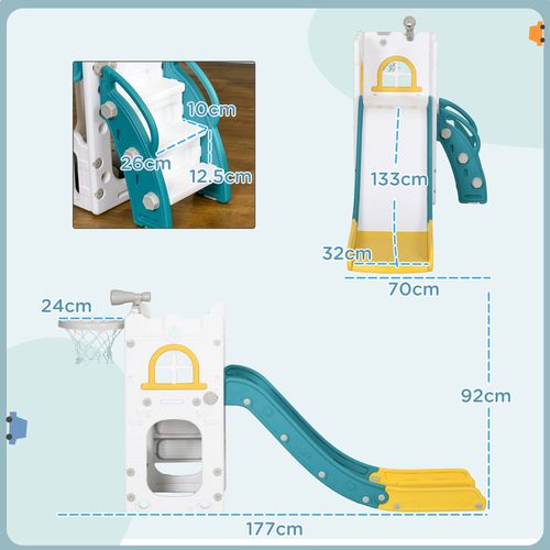 AIYAPLAY 4 in 1 Kids Slide for Indoor Use, for Toddler 1-3 Years Old, Yellow