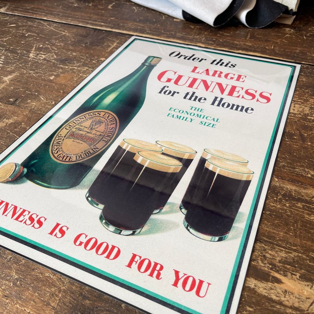 Authentic Vintage Metal Sign - Retro Advertising, Large Guinness - Quality UK-Made - Ideal for Home