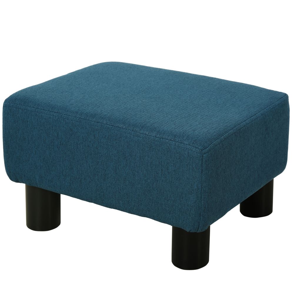 HOMCOM Chic Linen Fabric Footstool Ottoman Cube with 4 Plastic Legs Brown