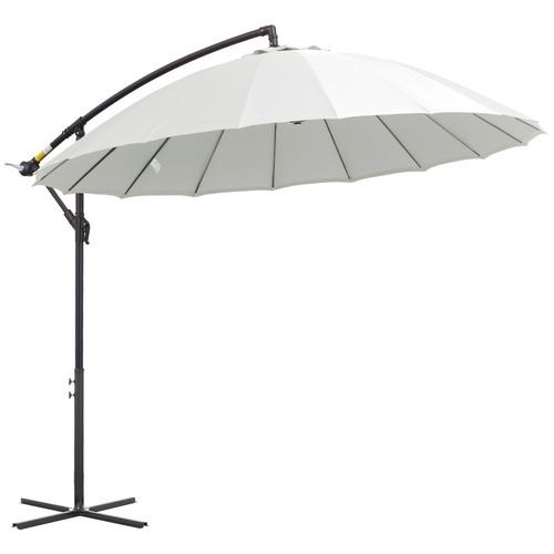 Outsunny 3(m) Cantilever Shanghai Parasol Garden Hanging Banana Sun Umbrella with Crank Handle, 18 Sturdy Ribs and Cross Base