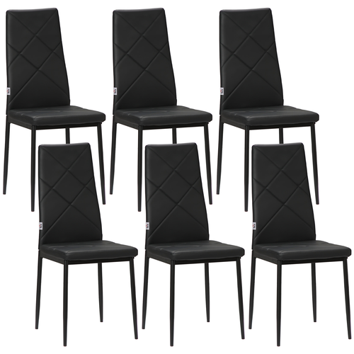 HOMCOM 6-Pieces Dining Chairs, Faux Leather Kitchen Chairs, Black
