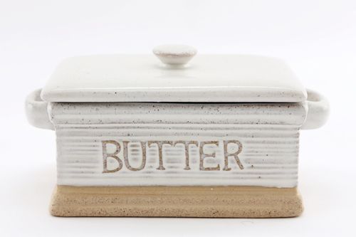 Natural Ceramic Butter Dish 19cm