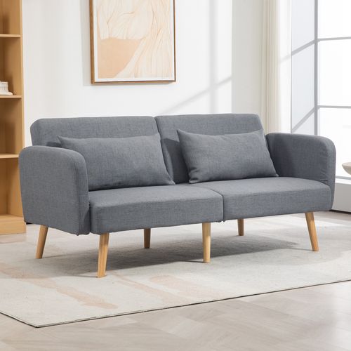 HOMCOM Convertible Sofa Bed Settee with Cushions, Adjustable Backrest