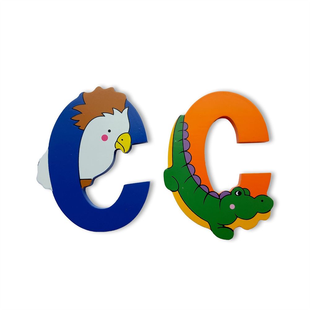 Vinsani Wooden Jungle Animal Upper Case Alphabet Letters Personalised Bedroom Wall Door Name