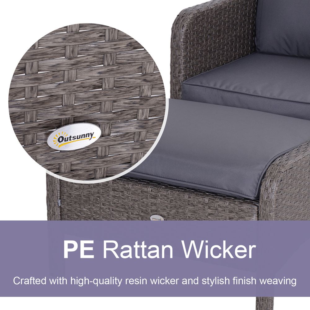 Premium Rattan Furniture Set - 5 Pcs, Steel Frame, Grey