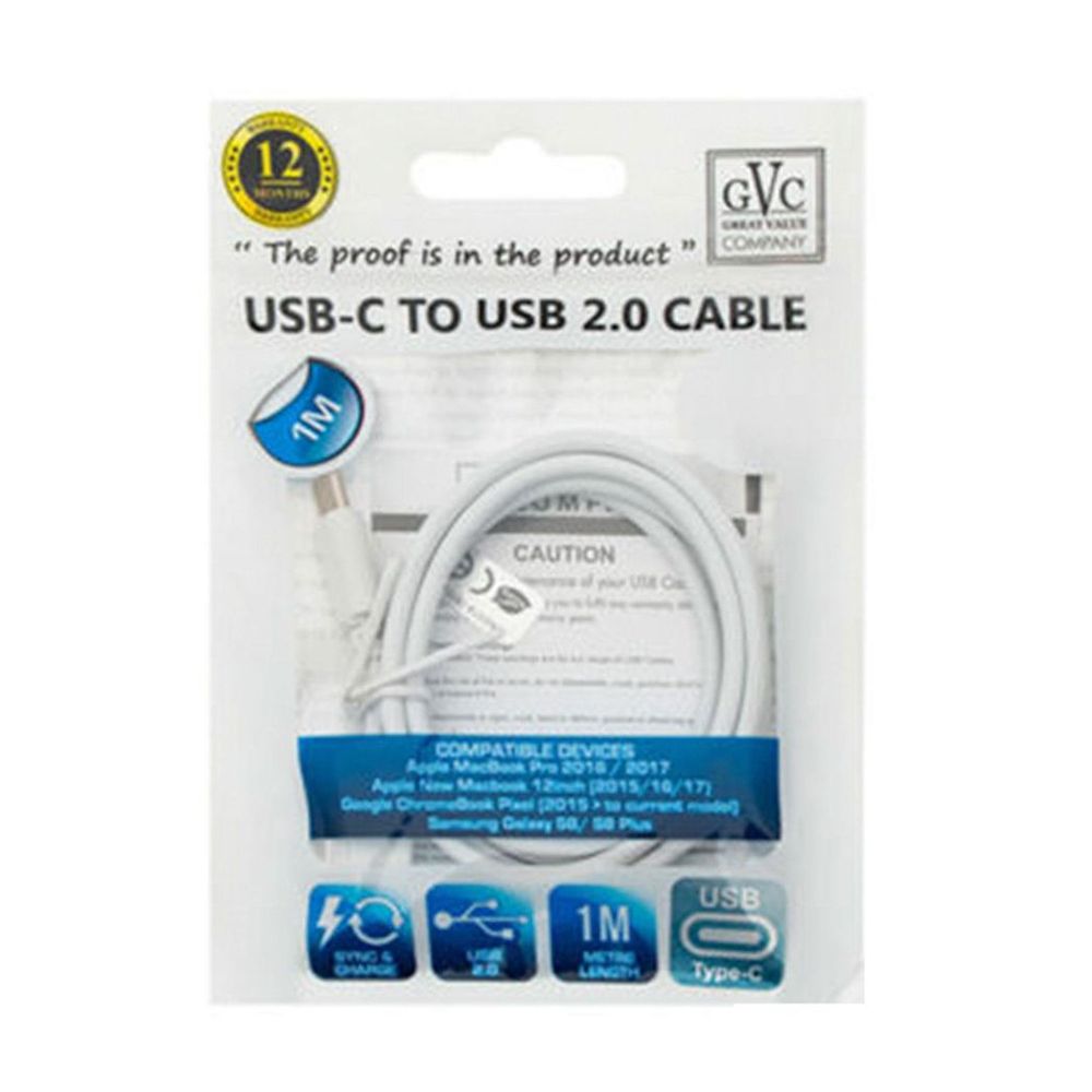 Premium GVC USB Type C Cable - 1m | Fast Charging & Data Sync | Compatible with Phone & Pad