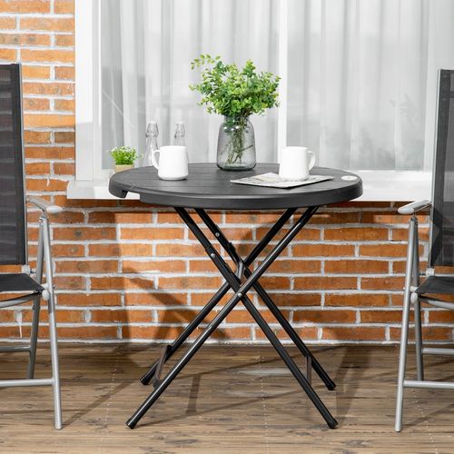Foldable Garden Table - Round, Seats 4, Steel Frame - Outdoor Dining