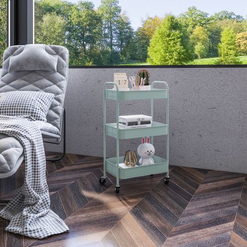 HOMCOM 3 Tier Rolling Utility Cart with 3 Mesh Basket