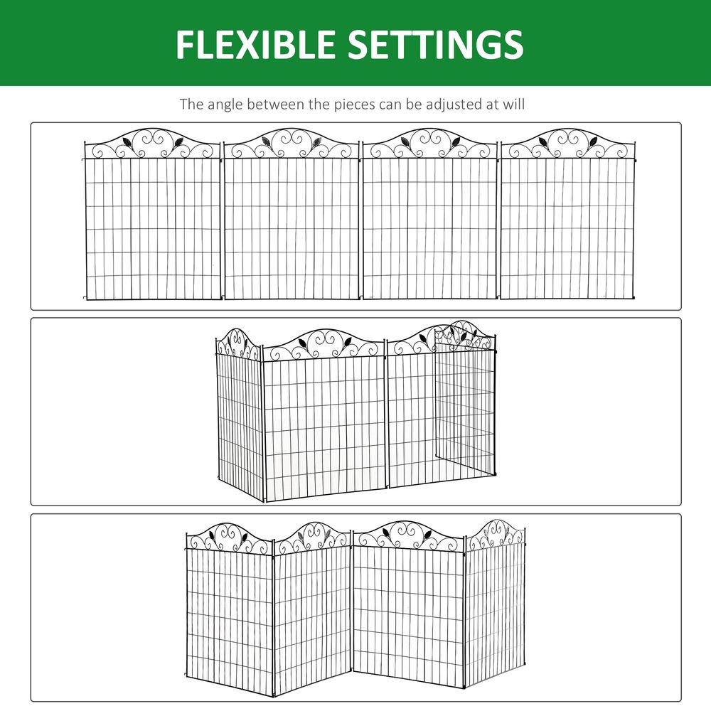 Garden Fence Panels - Steel Wire Border Edging - Outsunny - 4 Panels 44in x 12ft - Elegant & Practical