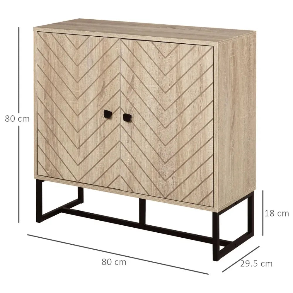 Embossed Arrow Storage Cabinet w/ Adjustable Shelf Metal Frame Handles Stylish