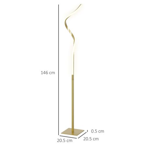 HOMCOM LED Floor Lamp, Standing Lamp with3 Adjustable Brightness Gold Tone