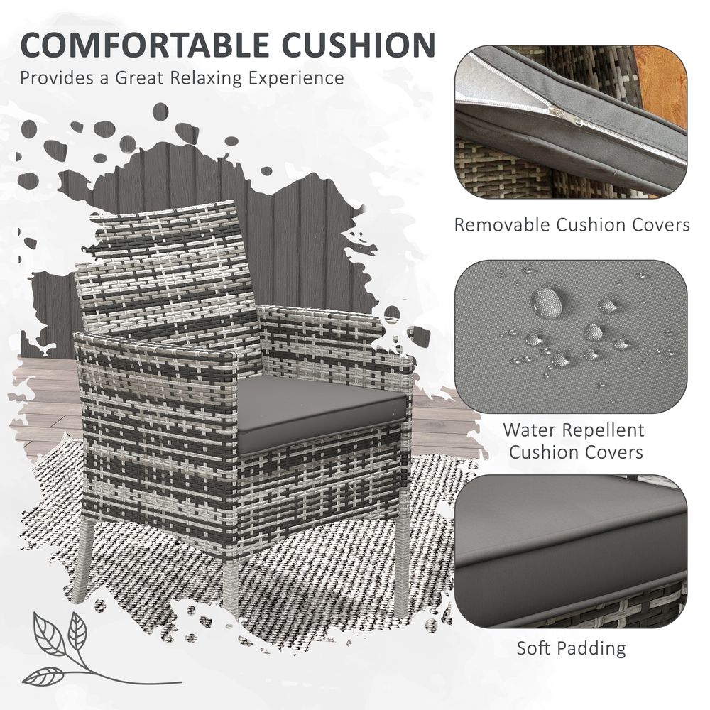 Premium 4 Seater Rattan Furniture Set - Tempered Glass - Grey